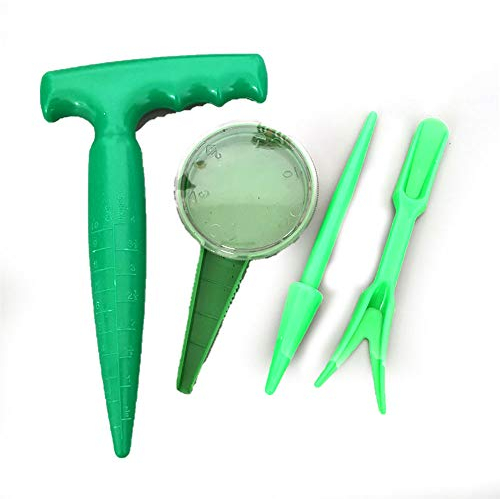 4Pcs/Set Adjustable Seed Dispenser, 5 Modes Flower Plant Garden Hand Seedling Tool Set, Seed Sower, Pistol Grip Dibber, Transplanting Widger, Dibber