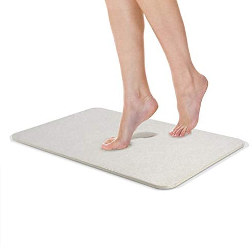 Badematte aus Kieselgur, Rutschfest, Super Saugfähig, Schnell Trocknend, Duschmatte aus Kieselgur, Duschvorleger für vor Waschbecken, Badewanne, Duschraum (Weiss)