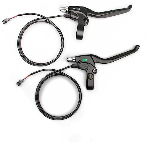 Levigo Palancas de freno de bicicleta eléctrica de aleación de aluminio con cable de enchufe SM de 2 pines, izquierda y derecha, manijas de freno antideslizantes para bicicletas, accesorios de
