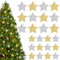 Kiiwah 24 Stücke Glitzer Stern Anhänger Weihnachten Deko, Mini Christbaumschmuck Sterne Anhänger Deko Girlande, Gold und Silber Glitzer Sterne Deko Hängend für Kamin,Fenster,Tischdeko (2 Größen Stern)