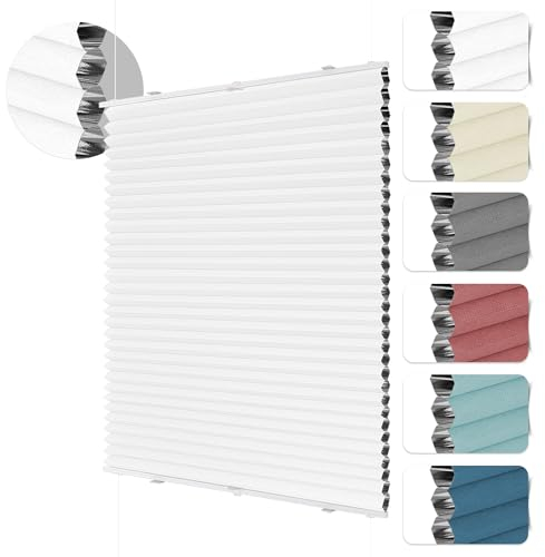 HOMEDEMO Wabenplissee Plissee ohne Bohren Klemmfix 75 x 130cm(BxH) Faltrollo 100% Blickdicht, Sonnenschutz & Schallschutz Plisseerollo für Fenster & Tür