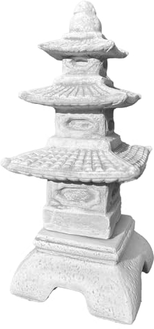 FABRIQ Tachi-Doro Pagoda giapponese, statuetta in pietra, lanterna giapponese, resistente alle intemperie, giardino Zen, massiccio, L: 32 cm, altezza: 46 cm, peso: 14 kg, resistente al gelo fino a -30