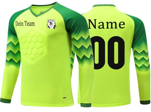 OPUTWDF Torwarttrikot Kinder Set mit Namen Nummer Team Logo Personalisiert Fussball Torwart Trikots mit Namen für Herren Jungs