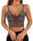 Segreto Damen Glitzer Pailletten Tanktop Ärmellos Spaghettiträger Sexy Crop Top Trägertop Festival Party Club Metallisch Schwarz Camisole