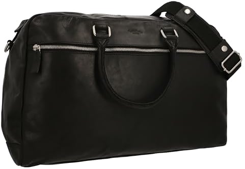 Gusti Aktentasche Leder - Mauricio Pflanzlich gegerbt Unitasche mit Trolley-Schlaufe Umhängetasche Arbeitstasche Messenger Bag Lehrertasche Businesstasche groß Laptoptasche Vintage Schwarz Leder