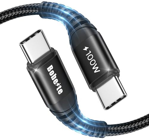 Cable USB C a USB C 1M, 100W PD 5A Cable Cargador Tipo C Carga Rápida para Samsung Galaxy S25 S24 S24+ S24 Ultra S23 S22 A54 A53, iPhone 16 15 Plus Pro Max, MacBook Pro Air, Redmi Note 13 Pro
