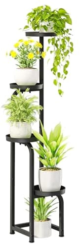 Bamworld Porta Piante da Esterno Interno Portavasi da Interno Portavasi Ferro Supporto per Piante Scaffale per Piante da Balcone(Nero)(22.3x22.3x116cm)