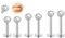 AVYRING 6 Stück Gewindelose Chirurgenstahl Medusa Flachrückige Ohrringe, 16G 6/8/10mm Silber Tragus Knorpel Helix Lippenpiercing Labret Stecker mit Stern CZ für Frauen Männer Forward Helix Schmuck
