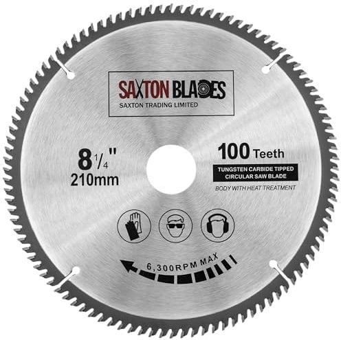 Saxton Fine Cutting TCT Metallsägeblatt Kreissägeblatt, Sägeblatt, 210 mm x 100 T x 25,4 mm Bohrung, passend für Evolution Rage Sägen