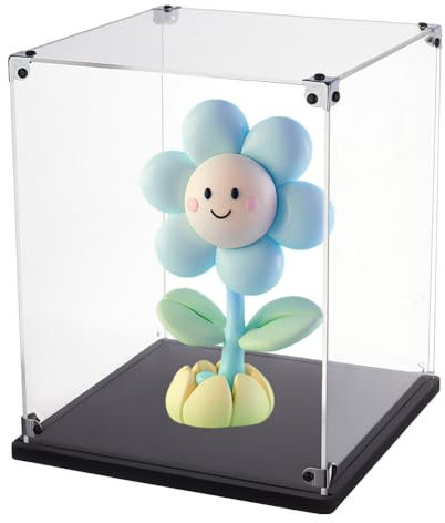 FINGERINSPIRE Helmet Display Case 20x20x25cm Acrylic Clear Display Case for Helmet Model with Black Base Assemble Dustproof Display Box Showcase for Collectibles Figures Helmet Toys Models