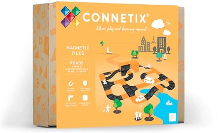 CONNETIX Magnetische Fliesen Straßen Rampen- und Kreuzungspaket, 16 Stück