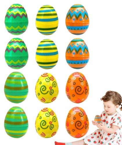 Coquilles d'œufs pour Pâques, œufs de Pâques à remplir | Remplissable vide 12 pièces oeuf de Pâques jouet panier de Pâques oeuf,Assortiment de remplissage de paniers, coquilles vides lumineuses, color