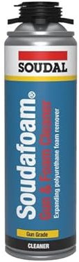 Soudal Soudafoam Gun Grade & PU Foam Cleaner Solvent Based Expanding Aerosol Clear 500ml Canister for Adaptors, Guns, Valves Removal of Fresh PU Foam Stains Quick & Easy to use
