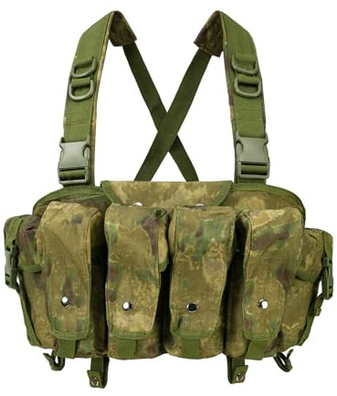 HRTACPAG Tactical Chest Rig for Airsoft - AK Chest Rig -Adjustable Tactical Outdoor Hunting Chest Rig with Mag Pouches