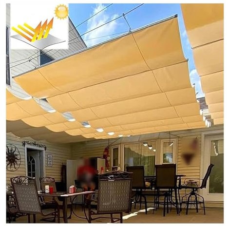 Generisch Schattentuch, einziehbares Wellen-Sonnensegel, UV-beständige Sonnenschutzmarkise, wasserdichte Pergola-Abdeckung, Sonnensegel, für Terrasse, Veranda, Garten, Hof, Deck im Freien, einfach zu