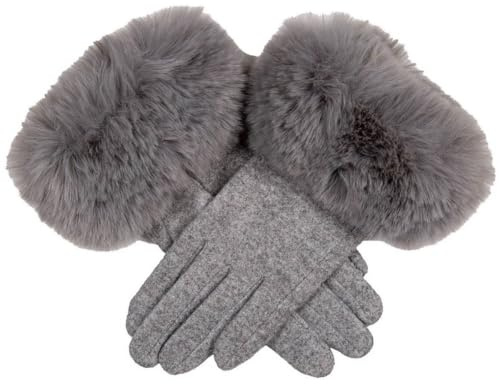 Dents Womens Faux Cuff Gloves - Dove Grey