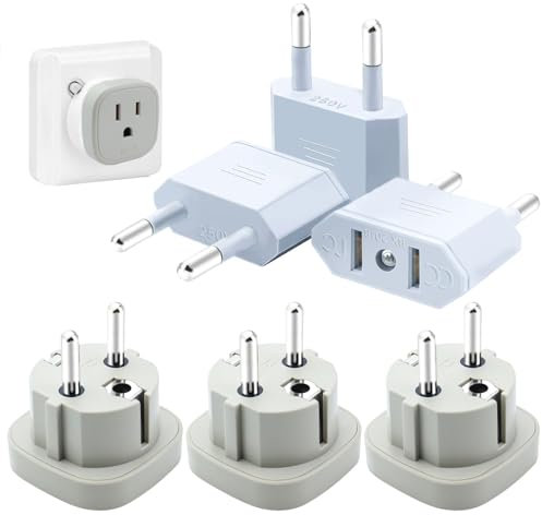GZhaizhuan 6 STK US to EU Adapter, Stecker Adapter 3 Flache Loch und 3 DF-5, Reiseadapter US auf EU, USA Adapter Steckdose für Geräte mit USA-Netzteil