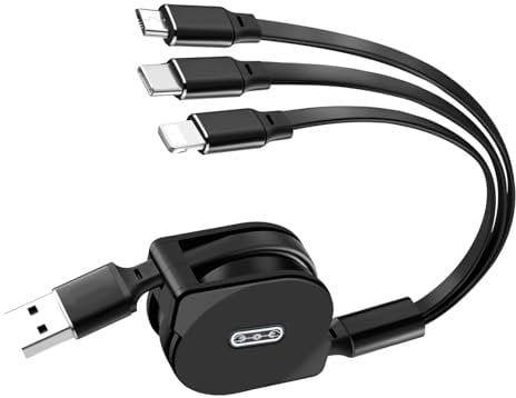 3 in 1 Retractable Charging Cable, Multi Charging Cable, 3A Fast Multiple Cables, with Light-ning/Type C/MicroUSB Interface Cable, for iPhone 15/16, Xiaomi, Huawei