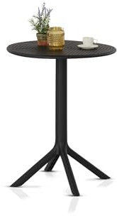 KHG Gartentisch Anthrazit, wetterfest Kunststoff für 2 Personen runder Balkontisch Outdoor 76x60x60 cm, 50 kg belastbar