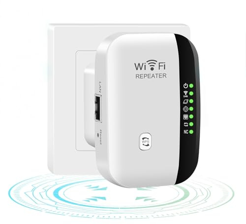 Flintronic 2025 WiFi Extender, 2.4G Router WiFi Repeater, Home Wireless Signal Booster, Covers Up to 600 Sq.ft and 20 Devices - Ethernet Port, UK Plug, White