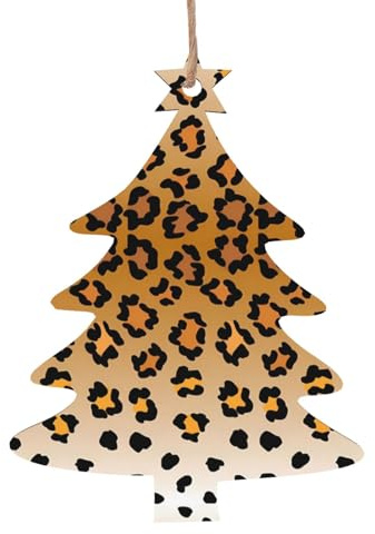 Weihnachten Holz Ornamente für Baumschmuck Leopard Glitzer Hängende Kugel Home Decor (Weihnachtsbaumform)