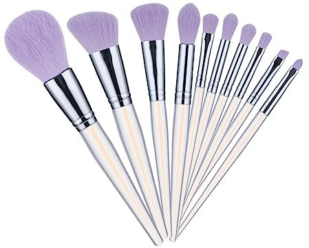 OFFIGAM 10pezzi Pennelli Per Trucco Sintetica Strumenti Per Trucco Viso e Occhi Acrilico Trasparente Per Ombretto Fondotinta e