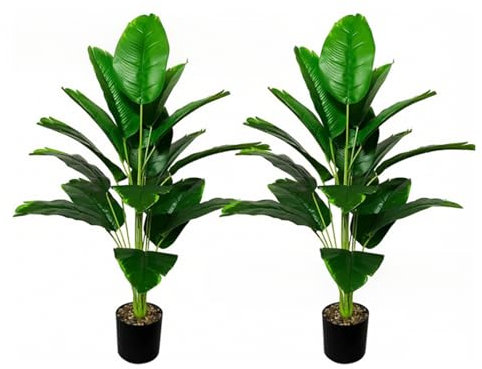 Bananenbäume Künstliche Pflanzen Wie Echt Pflanze Künstlich Höhe 80cm Unechte Pflanzen Balkon Mit Schwarzen Blumentöpfen Fake Pflanzen Einfache Installation Ein Satz Von Zwei Dekowohnzimmer