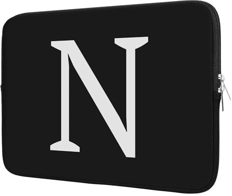 BAAGOAZ Housse Ordinateur 13-14 Pouces, Pochette Personnalisée avec Initiale - Idée Cadeau, Sacoche de Protection pour 13-14 MacBook PC Portable Chromebook, Noir-Lettre N