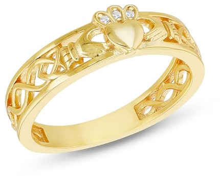 Tuscany Silver Bague pour femme en argent sterling, bague Claddagh 1mm CZ