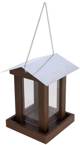 Kerbl Hobbyfarming 87033 Vogelfutterhaus, Wetterfest, Aus Holz, Mit Acrylglas, Mit Metalldach, Einfache Montage, Für Wildvögel Geeignet, Schutz Vor Regen, Robust und Langlebig