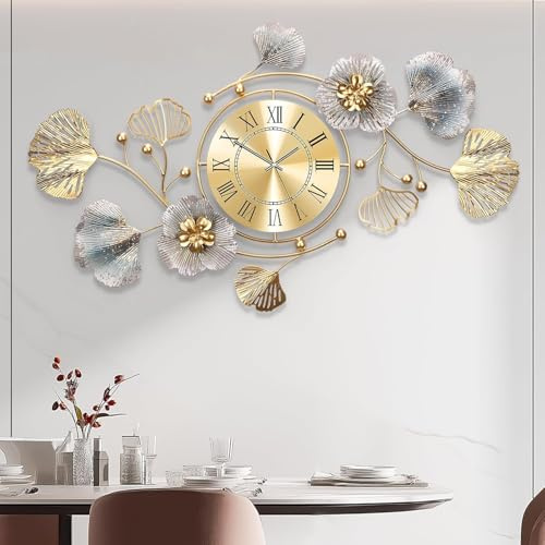 Blissio Wanddeko Metall, Deko Wohnzimmer, Retro Ginkgo Leaf Design Wanddeko, 3D Wandbild, Geschenkboxverpackung für Schlafzimmer,Flur,die Heimdekoration (82cm)