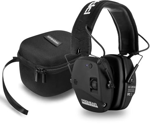 PROHEAR 030 Protection auditive électronique avec Bluetooth 5.4, protection auditive, protection auditive, réduction du bruit, amplification du son pour la chasse, NRR22dB SNR 27 dB, gel noir