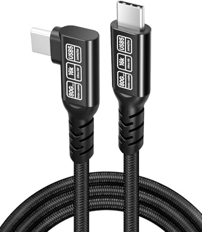 Cavo dati USB C Thunderbolt 5, 1,5 m, in alluminio + intrecciato, 80 Gbps USB5, 16 K@60 Hz/8 K@120 Hz/4 K @240 Hz, ricarica rapida da 240 W, compatibile con Thunderbolt 4/3, USB4, laptop, monitor
