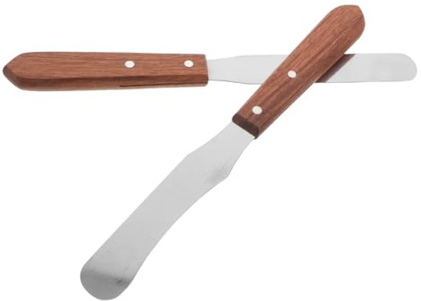 SKISUNO Spatule Épilation avec Manche en Bois en Acier Inoxydable Outil Polyvalent Appliquée pour Zones Sensibles et Corps pour Cire à Usage Maison et Voyage