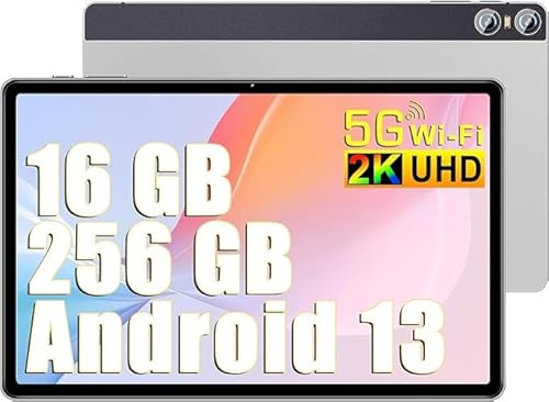 SEBBE 2026 Neueste Tablet 11 Zoll Android Gemini AI Octa-Core 2.0 GHz 16GB RAM +256GB ROM +TF 1TB Tablet / 2000 * 1200 Pixels / 10000 mAh / 8MP+20MP+2MP Makro/ 5G WLAN/Bluetooth 5.0, Silbrig