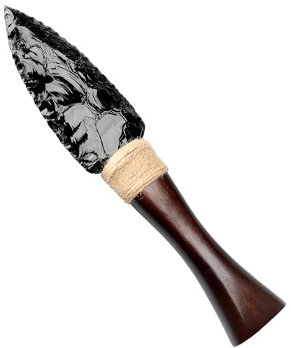 Yuepin Natural Obsidian Dagger Black Obsidian Knife Figurines Ornaments Spiritual Tool for Wicca Supplies,Reiki Healing, Art Collection,Home Office Decoration