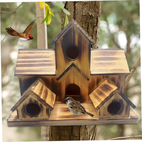 Vogelhaus, 5-Loch-Vogelhäuser, Platz für 5 Familien, Holzhäuser für draußen, Bluebird-Baum, Schwalbe, hängendes Vogelhaus, Dekoration für den Garten, Décor extérieur