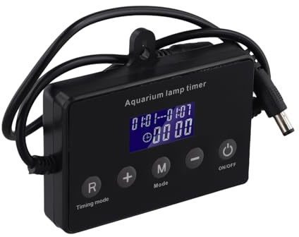 NINMORTH Contrôleur de lumière LED pour aquarium 12-24 V pour aquarium, variateur d'intensité avec minuterie LCD, simulation du lever du soleil, mise hors tension pour mémoire, noir