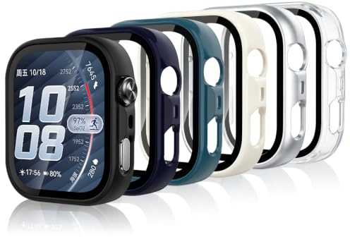 Dilhvy 6-Colores Funda Protector para HUAWEI Watch FIT 5 Pro, Rígida PC Funda Protectora con HD Protector Pantalla de Vidrio Templado Carcasa Cubierta Completa Antiarañazos Estuche Case