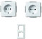 Busch-Jaeger future® linear Komplett-Set: 2x 20 EUCKS-84 SCHUKO Schutzkontakt-Steckdose mit erhöhtem Berührungsschutz (Safety+) + 1722-84K Abdeckrahmen 2-fach, studioweiß