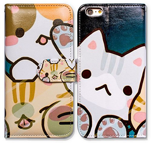 Bcov Schutzhülle für iPod Touch 7, iPod Touch 6, schwarze Katze, rote Katze, börse, Leder-Schutzhülle mit Kreditkartenschlitzen, Ständer für iPod Touch 7/6/5, WeiÃŸe Katze