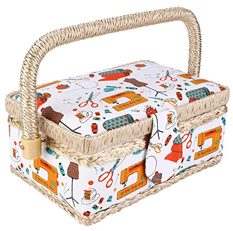 Nähkästchen, Fabric Craft Handmade Nähkorb Sewing Box Organizer Nähkörbe mit integriertem Nadelkissen und Innentasche