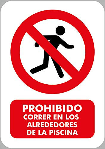 Lot de 10 signaux d’interdiction de courir à proximité de la piscine. Dimensions : 14,85 x 21 cm. Panneau en PVC de 3 mm. Durable et économique.