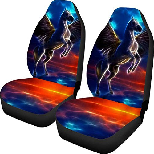 Woisttop Housse de coussin universelle pour sièges avant - Motif cheval avec ailes - Pour voitures, camionnettes, berlines, camions et SUV