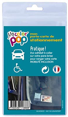 Color pop® Porte carte handicapé mobilité inclusion - Fabrication française - En pvc (Transparent 1 : 6,1 x 10 x 0,1 cm)