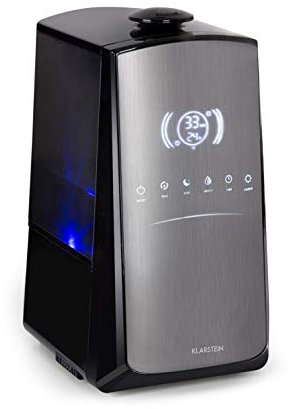 KLARSTEIN VapoAir Opal - Humidificateur intelligent, WiFi: contrôle par application Klarstein, écran LED, 7 niveaux de nébuliseur, mode auto/bébé/nuit, chauffage, minuterie, ioniseur - noir