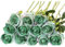 Floralsecret 12 pezzi, bouquet di rose artificiali in seta, fiori finti per decorazioni nuziali di casa, colore verde