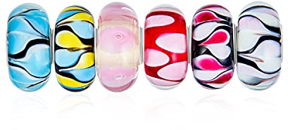 Bling Jewelry Conjunto Mixto De .925 Plata Esterlina Translúcida Core Azul Negro Rosa Rojo Multicolor Murano Cristal Pastel Dot Charm Bead Espaciador Encaja Europea Pulsera Para Mujer Adolescente