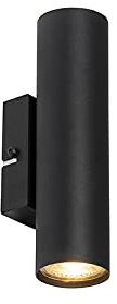 Qazqa - Moderne Wandleuchte schwarz 2-flammig - Jeana I Wohnzimmer I Schlafzimmer I Up & Down - Stahl Zylinder - LED geeignet GU10