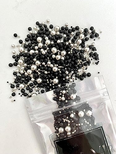 Edible Black & Silver Cake Sprinkles Luxury Mix 45g Cupcake Cake Decoration Black Sprinkles Cake Sprinkles Mix Silver Sprinkles Space